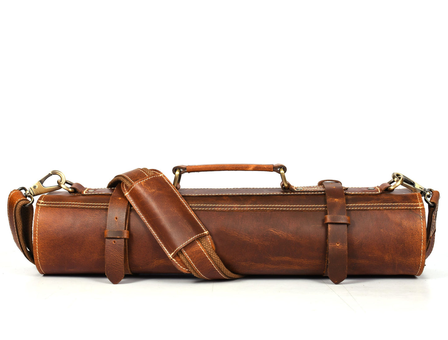Knife Roll for Chef Knives light brown leather - 10 slot