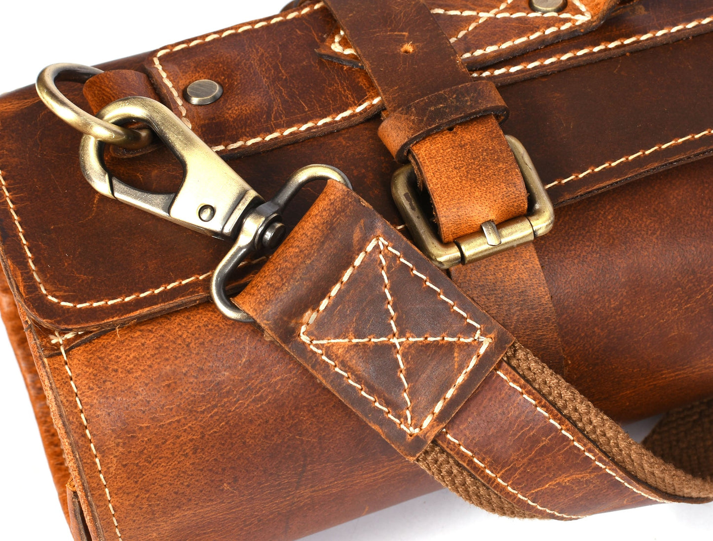 Knife Roll for Chef Knives light brown leather - 10 slot