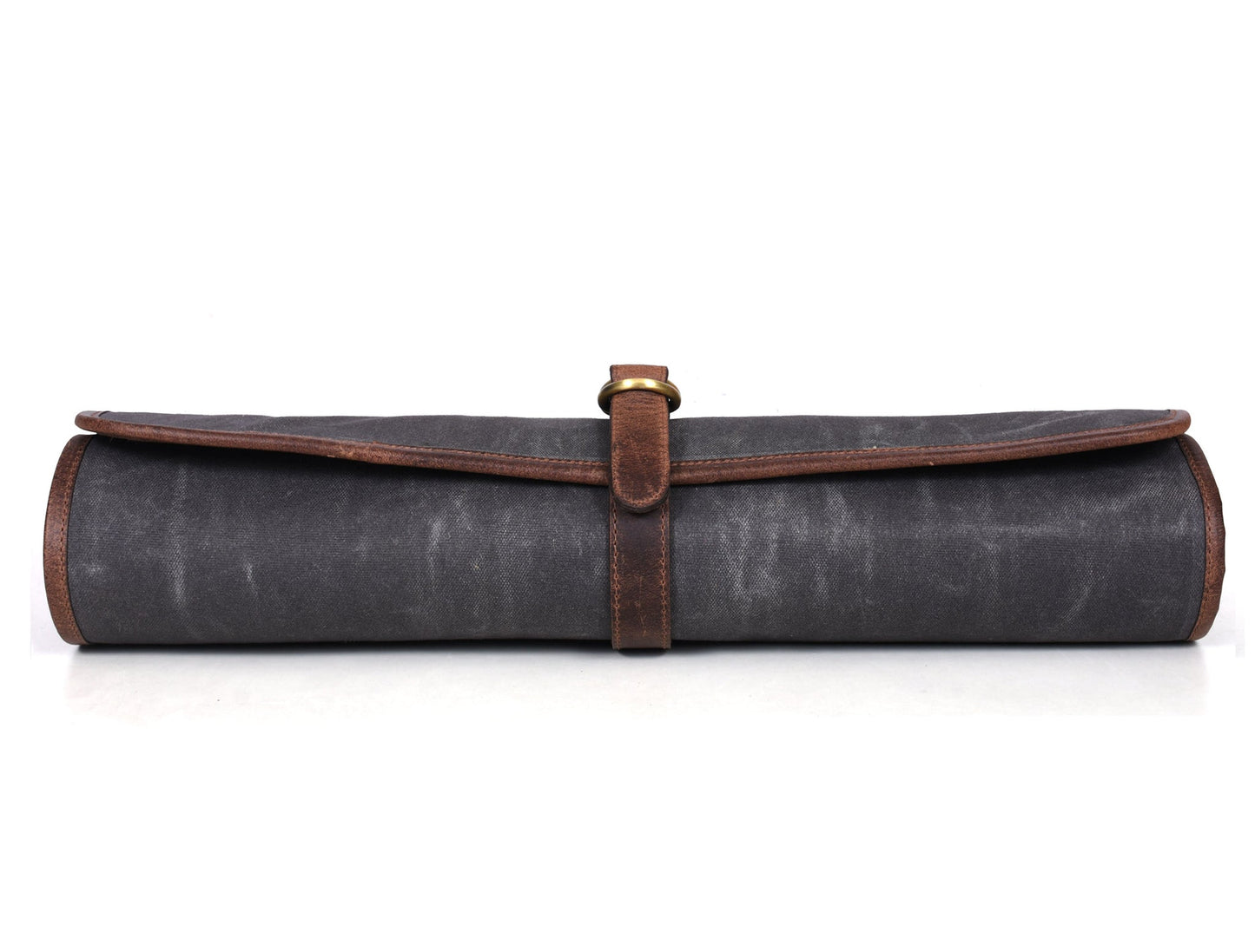 Knife Roll for Chef Knives Grey-Blue Waxed Canvas - 5 slot