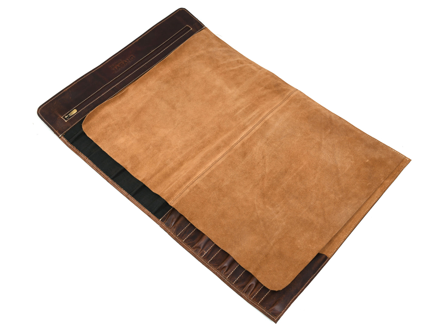 Knife Roll for Chef Knives dark brown leather - 10 slot