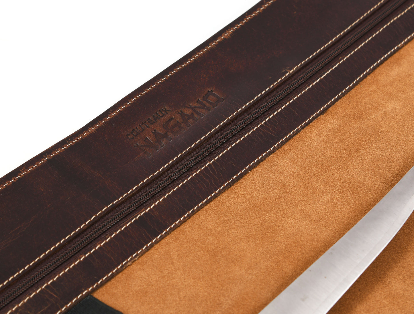 Knife Roll for Chef Knives dark brown leather - 10 slot