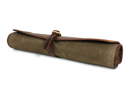 Knife Roll for Chef Knives Green Waxed Canvas - 5 slot