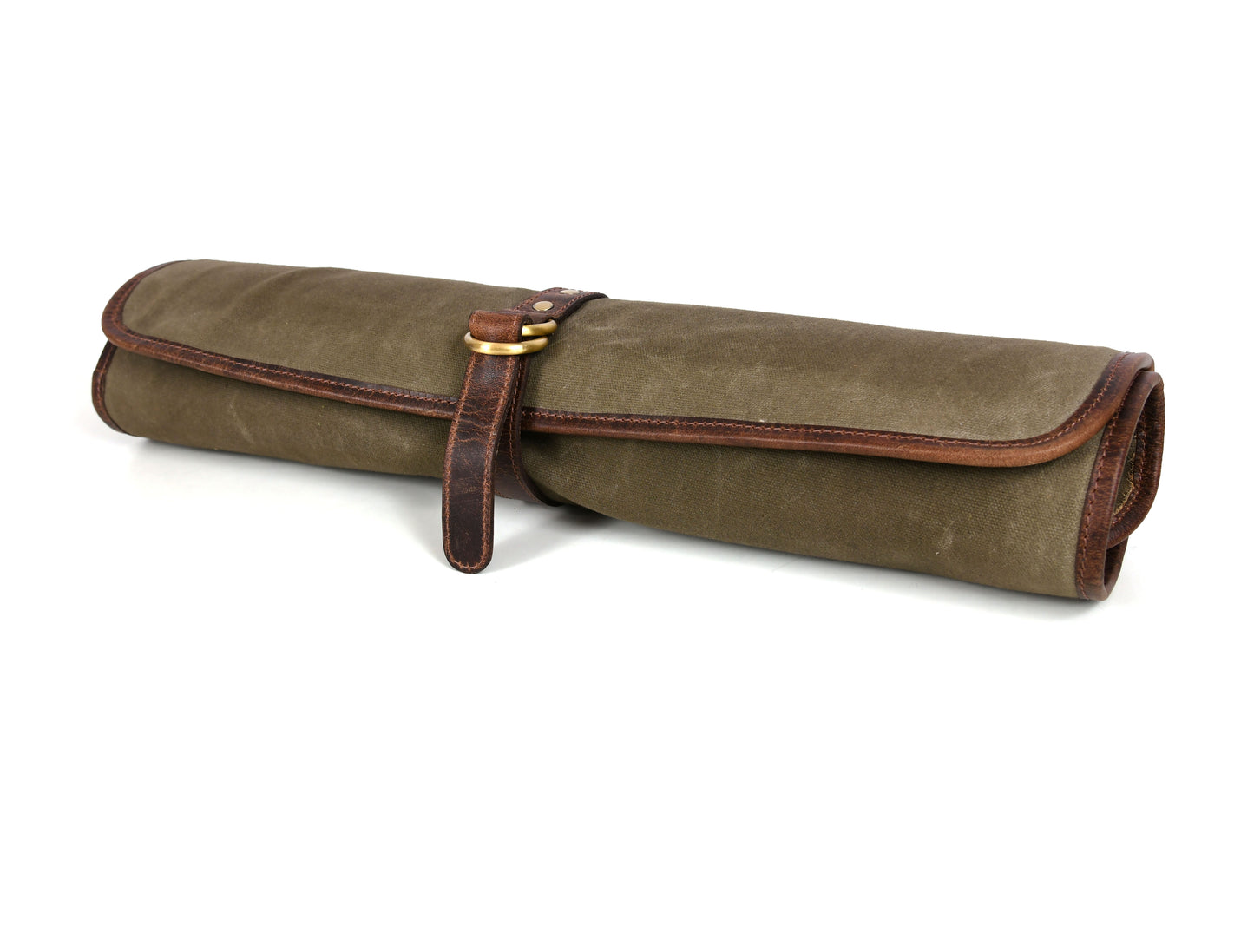 Knife Roll for Chef Knives Green Waxed Canvas - 5 slot