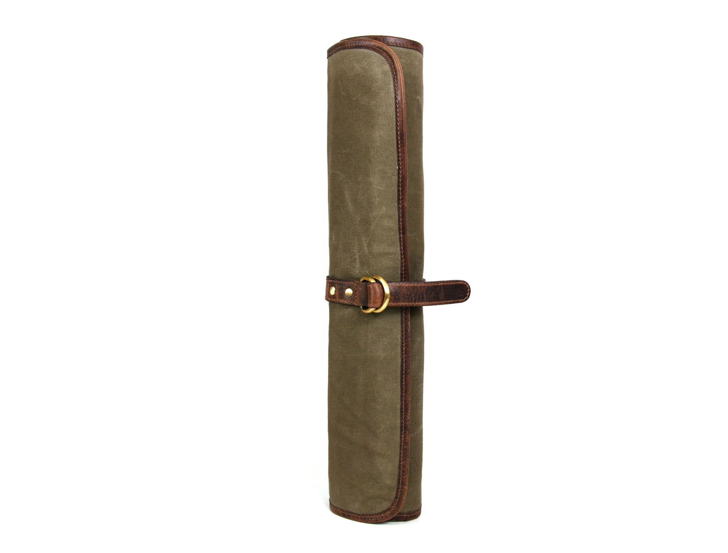 Knife Roll for Chef Knives Green Waxed Canvas - 5 slot