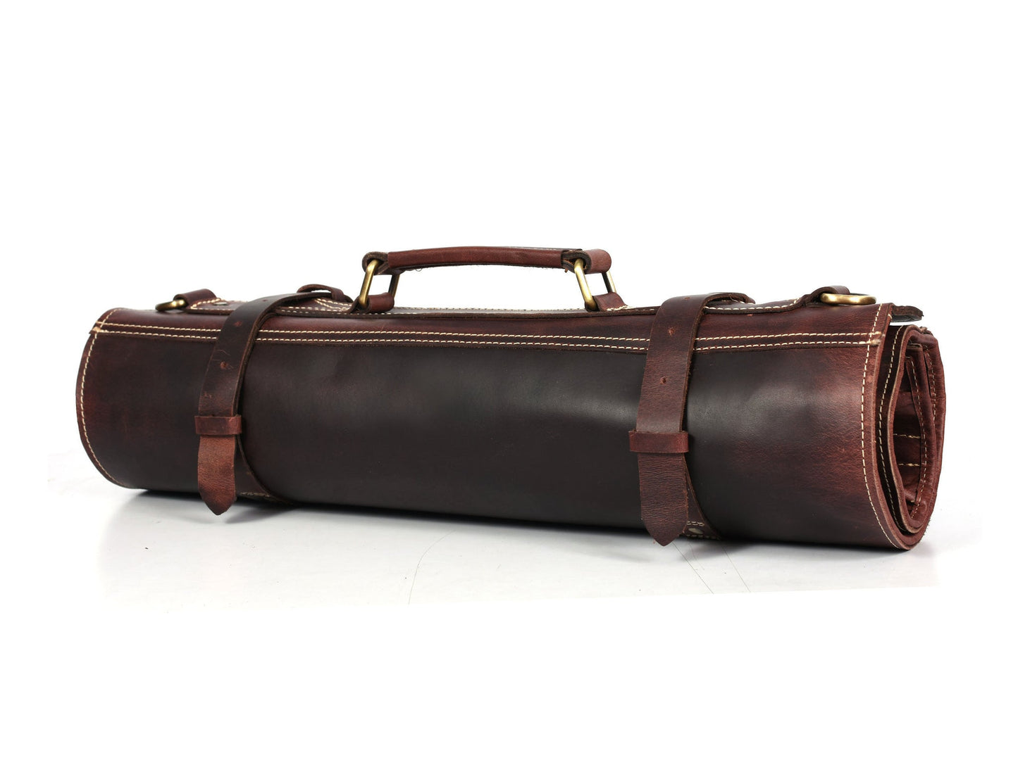 Knife Roll for Chef Knives dark brown leather - 10 slot