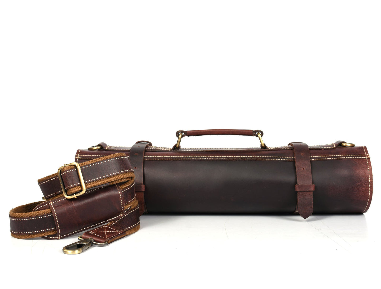 Knife Roll for Chef Knives dark brown leather - 10 slot