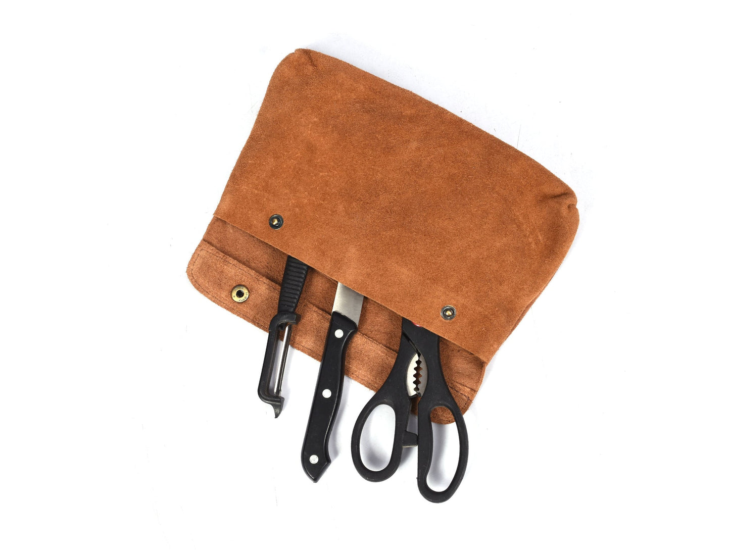 Knife Roll for Chef Knives light brown leather - 10 slot