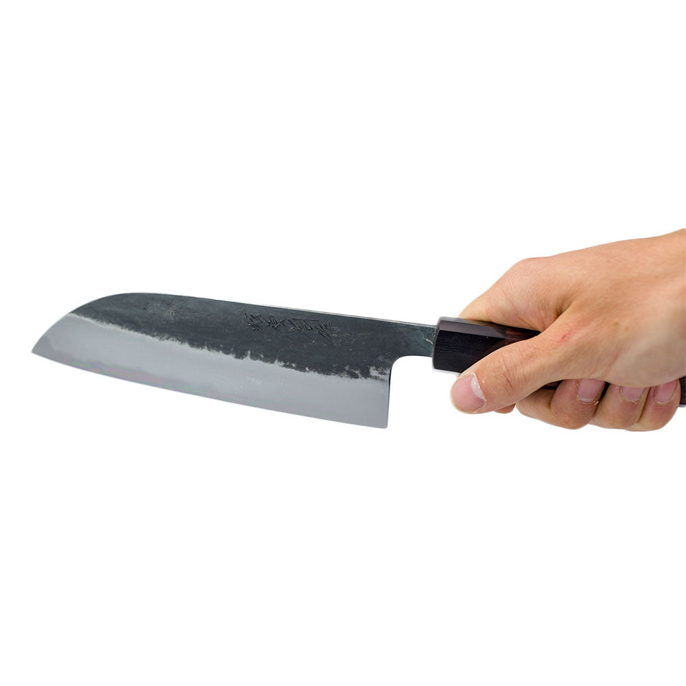 Couteau Santoku, shirogami steel, kurouchi finish
